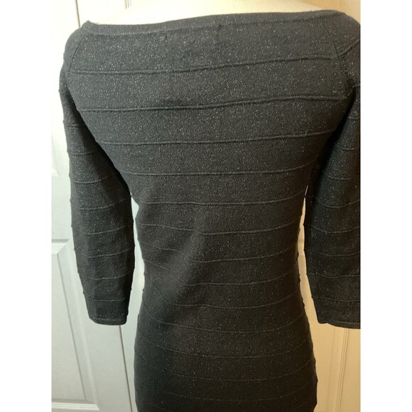 Express Black Metallic Cocktail Party Sweater Dress Knee Length Size Medium - Picture 5 of 5